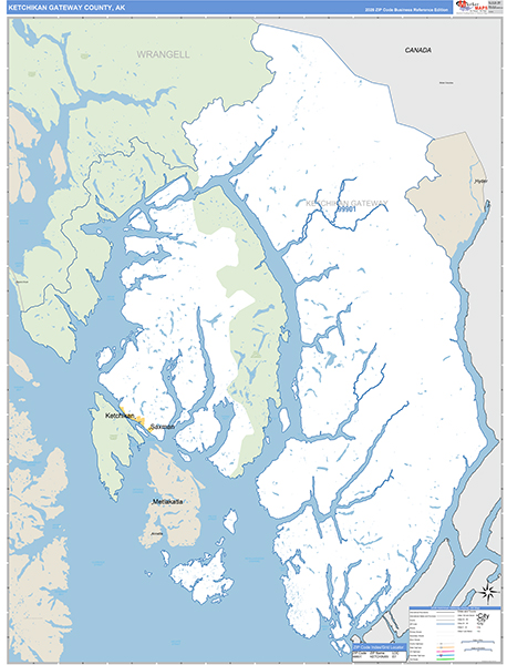Ketchikan Gateway Borough (County), AK Carrier Route Wall Map